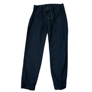 American Giant Linen Blend Jogger Pants XS Navy Blue Drawstring Elastic Waist